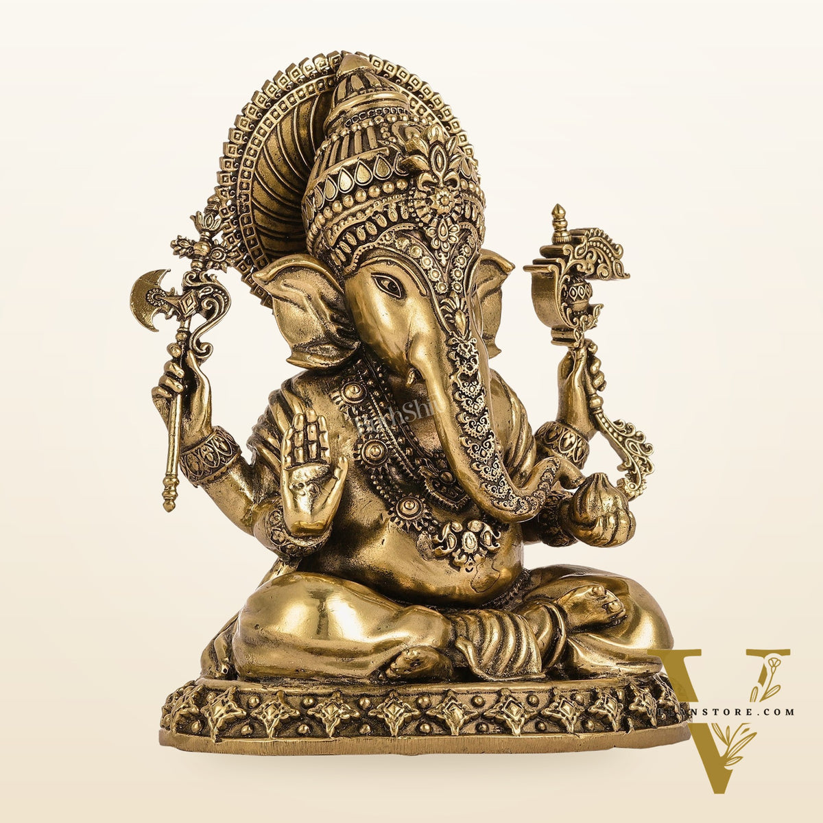 Intricately Crafted Pure superfine Brass Lord Ganesha Statue - 6.5"