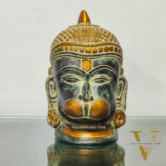 Intricately Handcrafted Brass Lord Hanuman Bust | 7.5" Height | Tabletop Decor