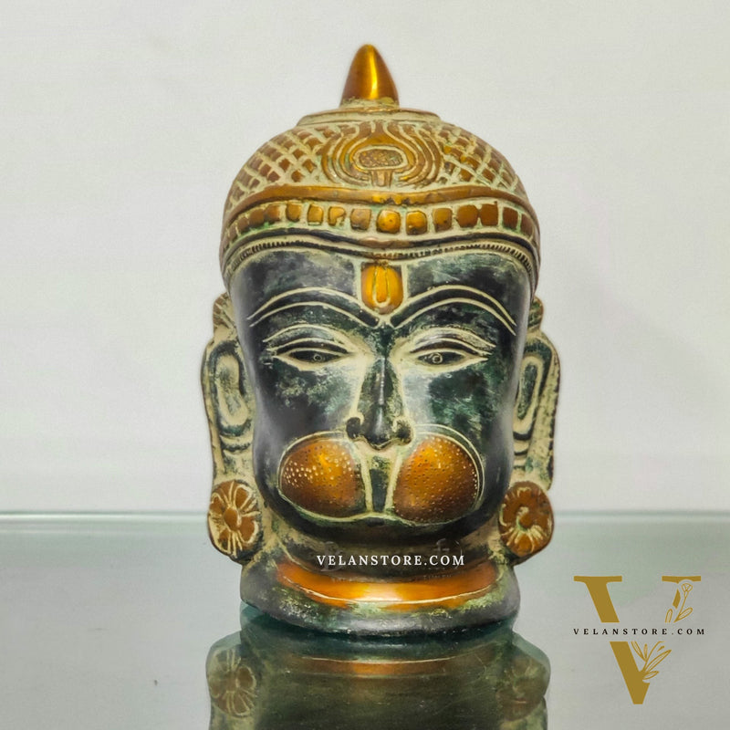 Intricately Handcrafted Brass Lord Hanuman Bust | 7.5" Height | Tabletop Decor