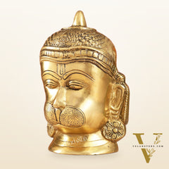 Intricately Handcrafted Brass Lord Hanuman Bust | 7.5"