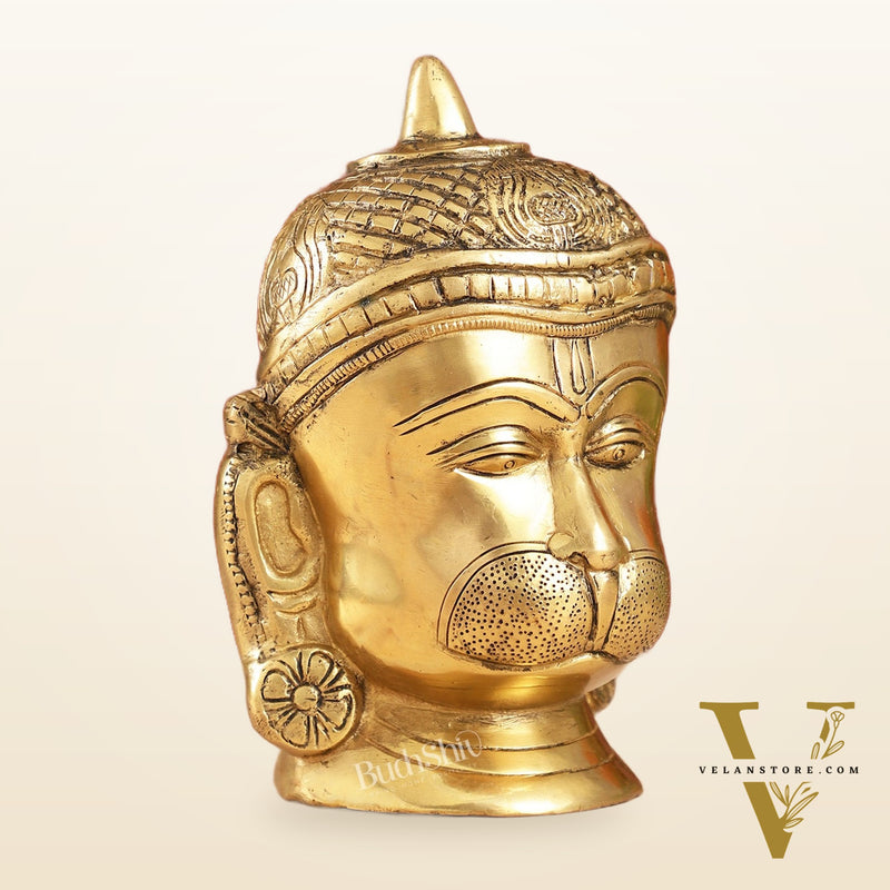 Intricately Handcrafted Brass Lord Hanuman Bust | 7.5"