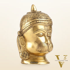 Intricately Handcrafted Brass Lord Hanuman Bust | 7.5"
