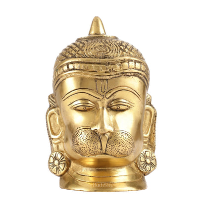 Intricately Handcrafted Brass Lord Hanuman Bust | 7.5"
