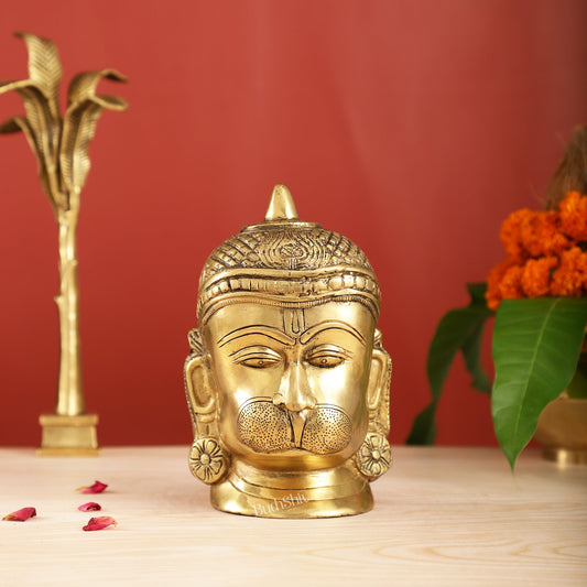 Intricately Handcrafted Brass Lord Hanuman Bust | 7.5"