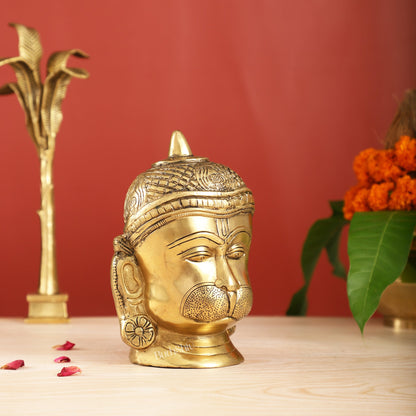 Intricately Handcrafted Brass Lord Hanuman Bust | 7.5"