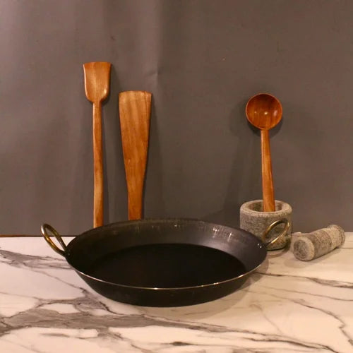 Iron Flat Bottom Paella Pan – Large