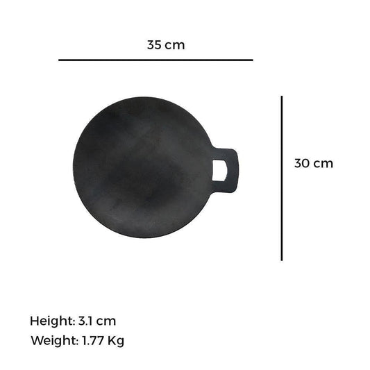 100% Pure Iron Tawa, Concave, Seasoned, Toxin-free, Nonstick, 30cm, 1.77kg