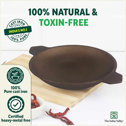 Super Smooth Cast Iron Appam Pan/Appachetty, Pre-seasoned, Nonstick, 100% Pure, Toxin-free, 22cm, 1.9kg
