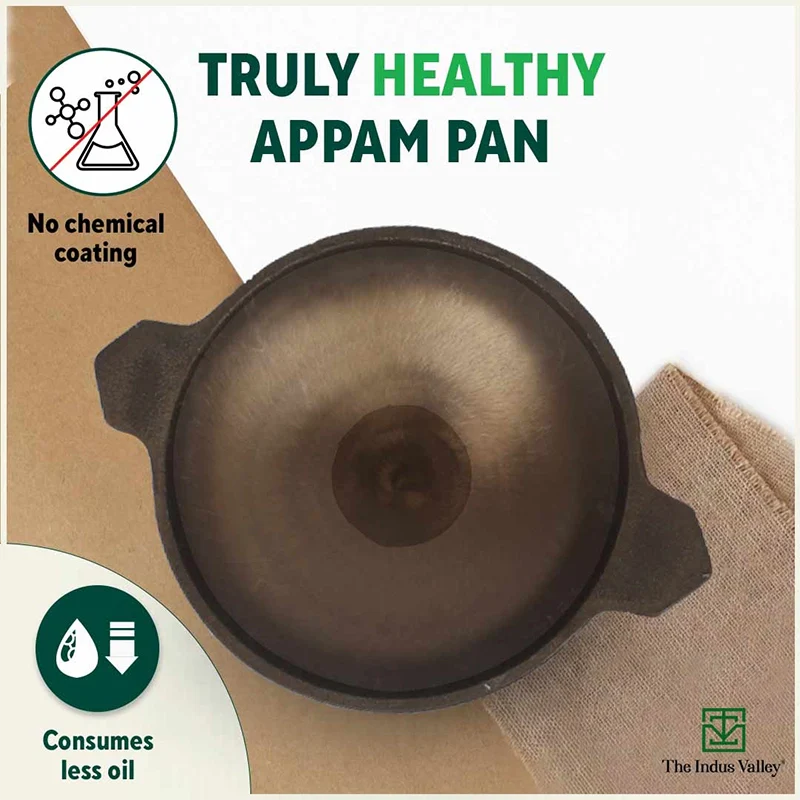 Super Smooth Cast Iron Appam Pan/Appachetty, Pre-seasoned, Nonstick, 100% Pure, Toxin-free, 22cm, 1.9kg