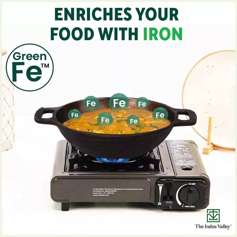 Super Smooth Cast Iron Kadai,Pre-seasoned, Nonstick, 100% Pure, Toxin-free, Free ₹110 Spatula, 25.4cm, 2.5L, 2.4kg