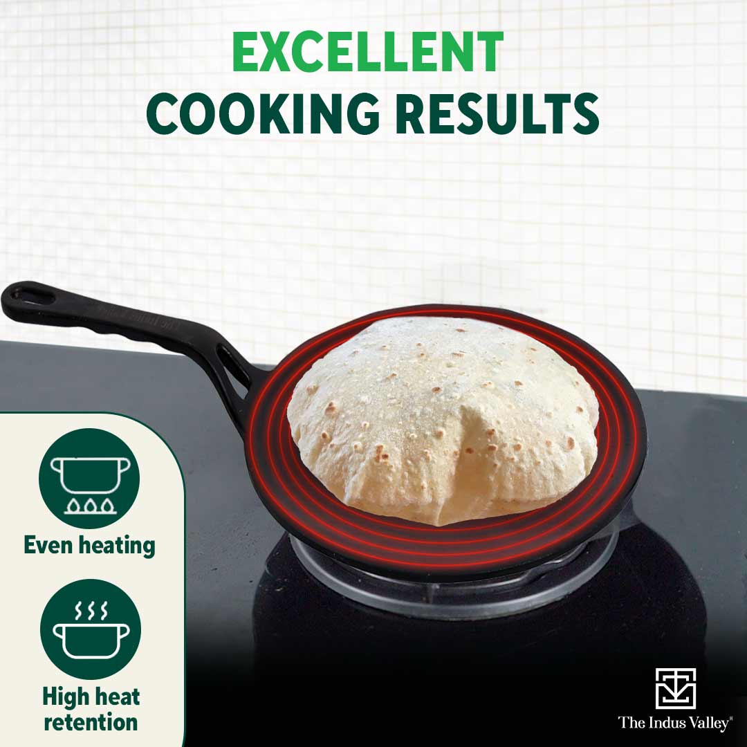 CASTrong Cast Iron Tawa,Pre-seasoned, Nonstick, 100% Pure, Toxin-free, 26cm