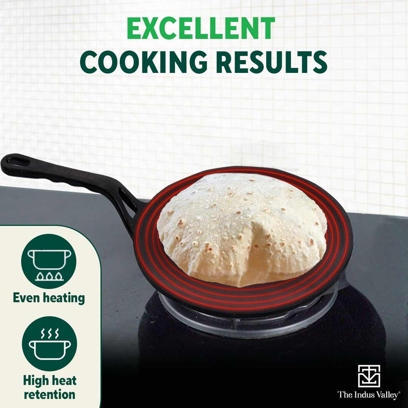 CASTrong Cast Iron Tawa,Pre-seasoned, Nonstick, 100% Pure, Toxin-free, 26cm