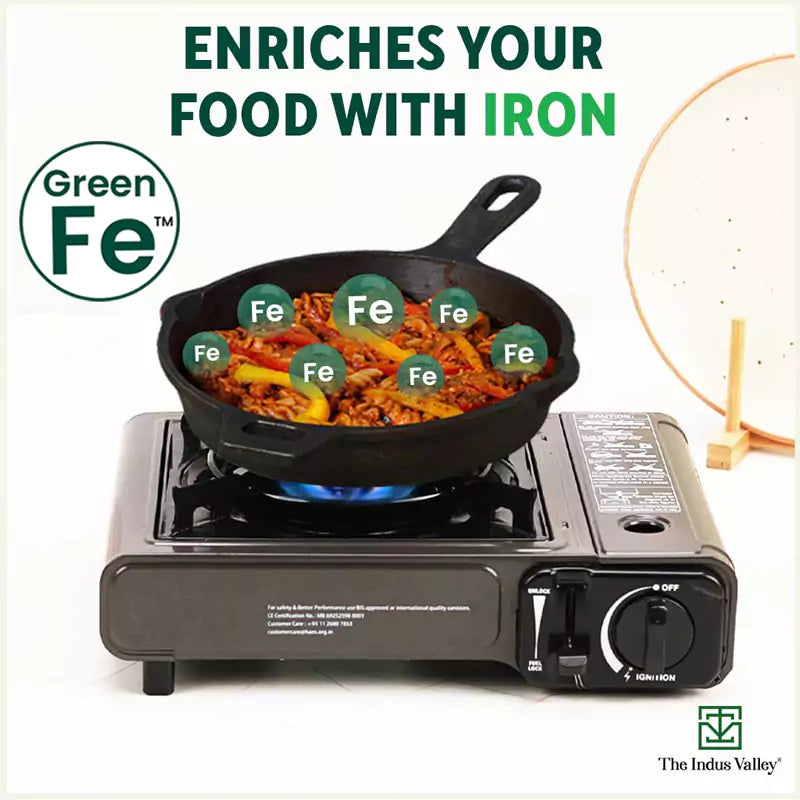 Super Smooth Cast Iron Fry Pan, 100% Pure, Toxin-free,Pre-seasoned, Induction, Non-stick, 20.3/25.4cm, 1.3/1.7L