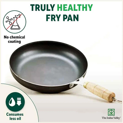 100% Pure Sheet Iron Fry Pan with Wooden Handle, Seasoned, Toxin-free, Induction, 16.5/25.4/30.4 cm