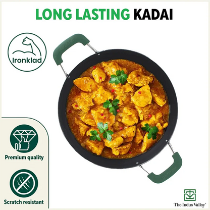 100% Pure Sheet Iron Kadai with Silicon Handle, Seasoned, Toxin-free
