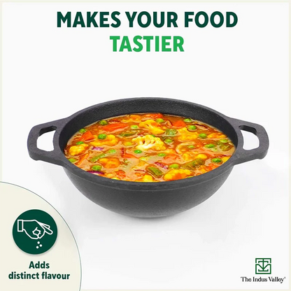 CASTrong Cast Iron Cookware Set: Tawa+ Kadai (Wok model), Kitchen Set for Home, Pre-seasoned, 100% Pure, Toxin-free, Free ₹400 Tadka Pan