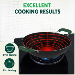 100% Pure Sheet Iron Kadai with Silicon Handle, Seasoned, Toxin-free
