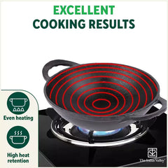 CASTrong Cast Iron Kadai, Pre-seasoned, Nonstick, 100% Pure, Toxin-free, 20.3cm, 1.4L, 1.5kg