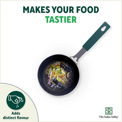 100% Pure Sheet Iron Tadka Pan, Silicone Handle, Seasoned, Toxin-free, 13.3cm / 0.43ml