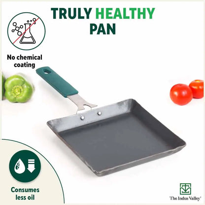 100% Pure Iron Omelette Pan with Bakelite Handle, Bread Toast, Toxin-free, Induction, Base, 14cm