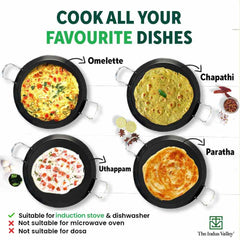 100% Pure Sheet Iron Tawa, 2 Handles, Seasoned, Toxin-free, Induction, 28.5cm, 1.7kg