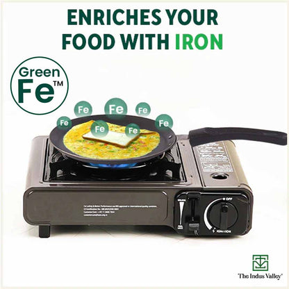 100% Pure Sheet Iron Omelette Tawa with Bakelite Handle, Seasoned, Toxin-free, Induction, 19cm, 0.56kg