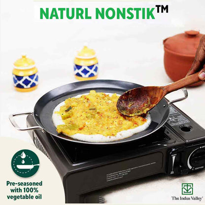 100% Pure Sheet Iron Tawa, 2 Handles, Seasoned, Toxin-free, Induction, 28.5cm, 1.7kg