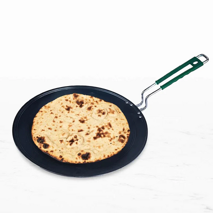 100% Pure Sheet Iron Tawa, Concave, Toxin-free, Seasoned, Silicone Handle,25.5cm/30.5cm