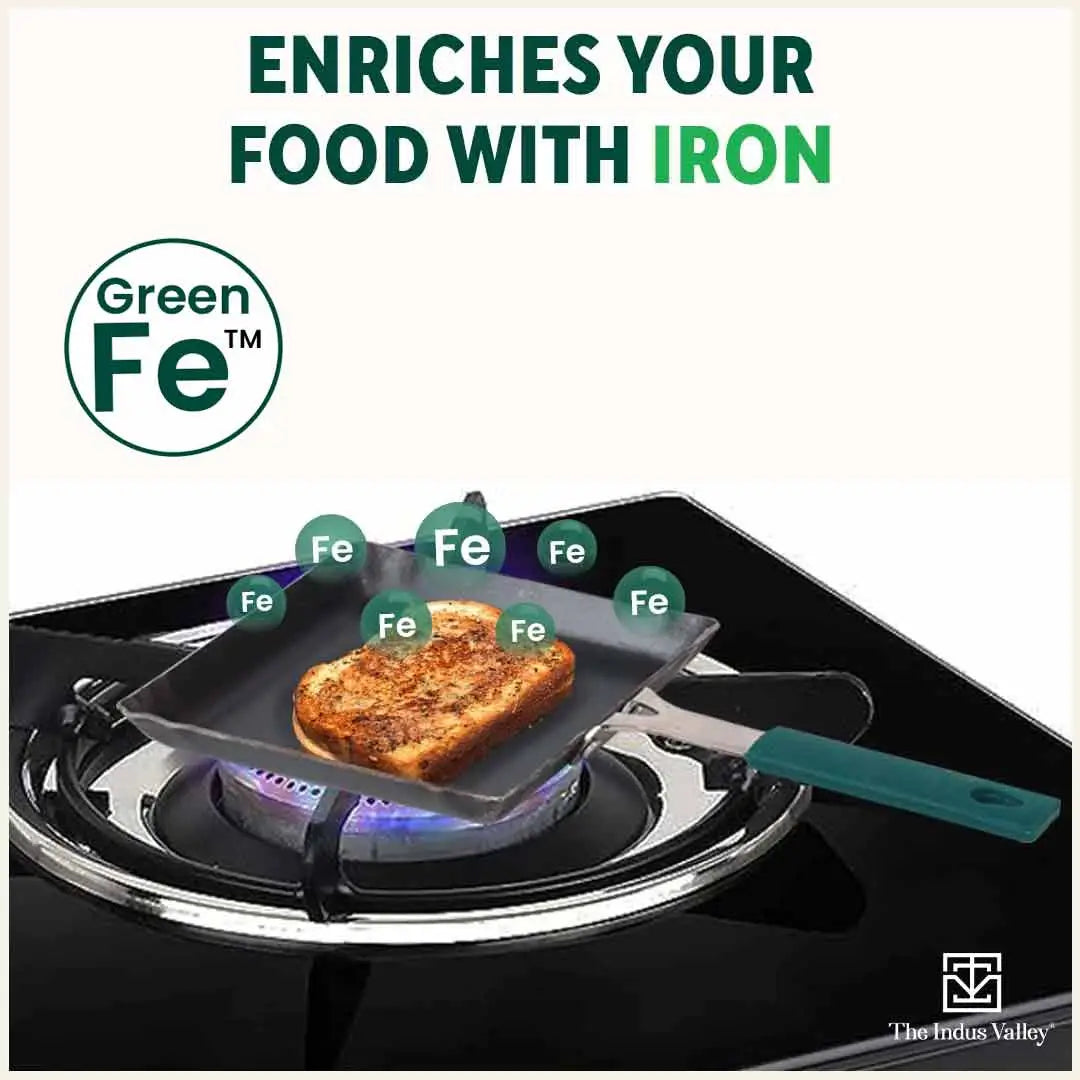 100% Pure Iron Omelette Pan with Bakelite Handle, Bread Toast, Toxin-free, Induction, Base, 14cm