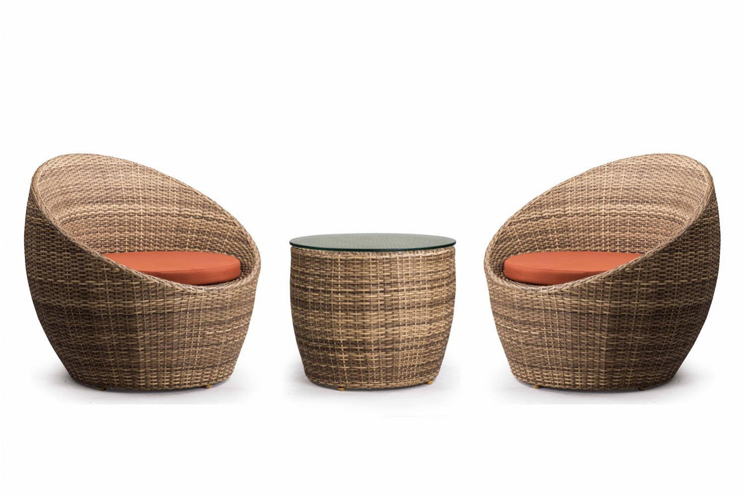 Cub Outdoor Patio Seating Set 2 Chairs and 1 Table Set (Arabica)