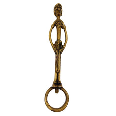 Brass Bottle Opener, Peetal / Pittal Bastar Handmade Cap Cork Opener,Gold, 7 Inch, 1 Piece