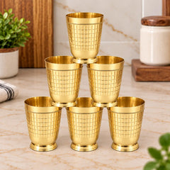Brass Brick Design Glass Pair (3.9 Inch)