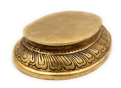 Brass Pooja Chowki Peetha Stand for Kalash, Idols & Deity, Handcrafted Bajot Aasan for Mandir & Temple Decor, Gold, 1 Inch, 1 Piece