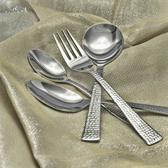 Stainless Steel 24 PCS Cutlery Set with Stand Impressa Hammered