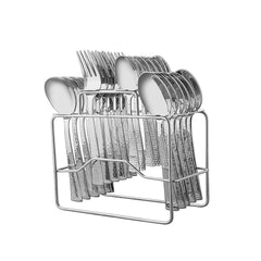 Stainless Steel 24 PCS Cutlery Set with Stand Impressa Hammered