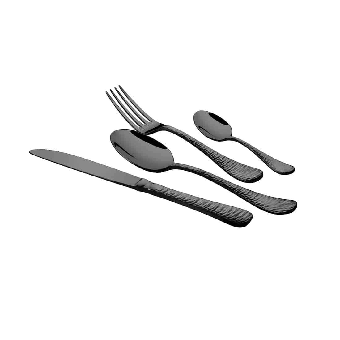Stainless Steel 24 PCS Titanium Cutlery Set with PVD Coating  New Rosemary Hammered
