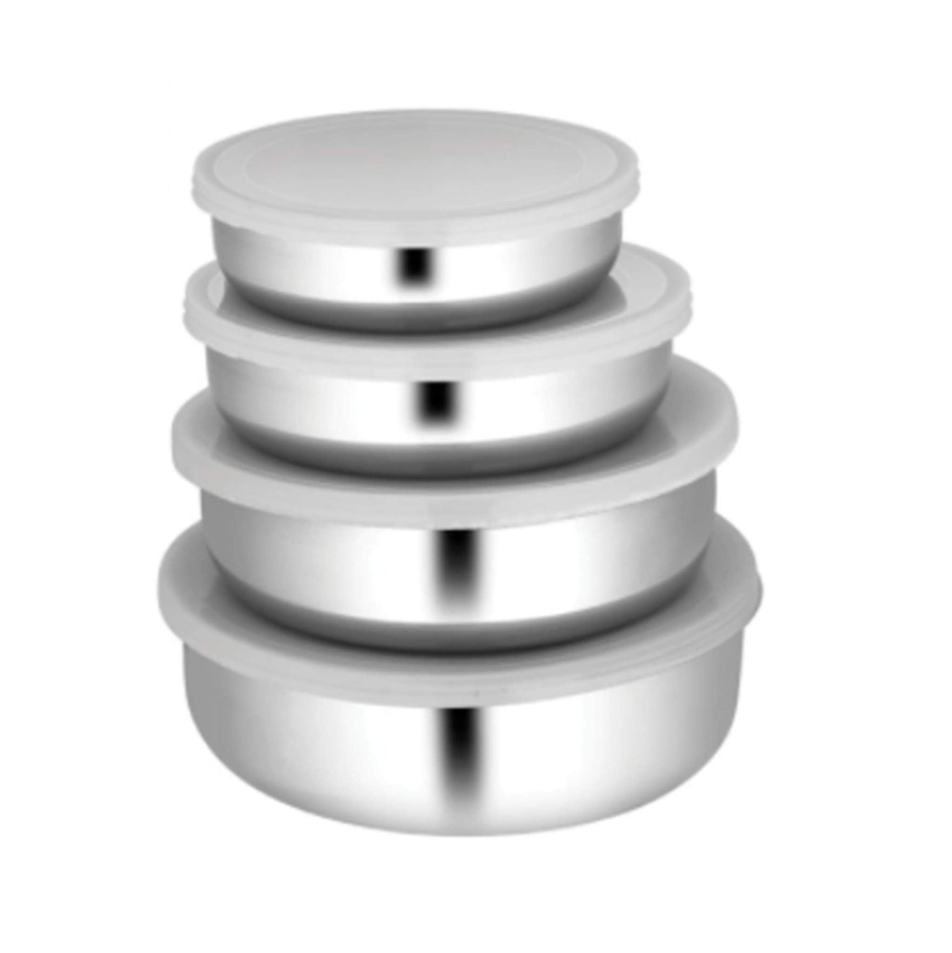 Stainless Steel 4 PCS Bowl with Plastic Lid