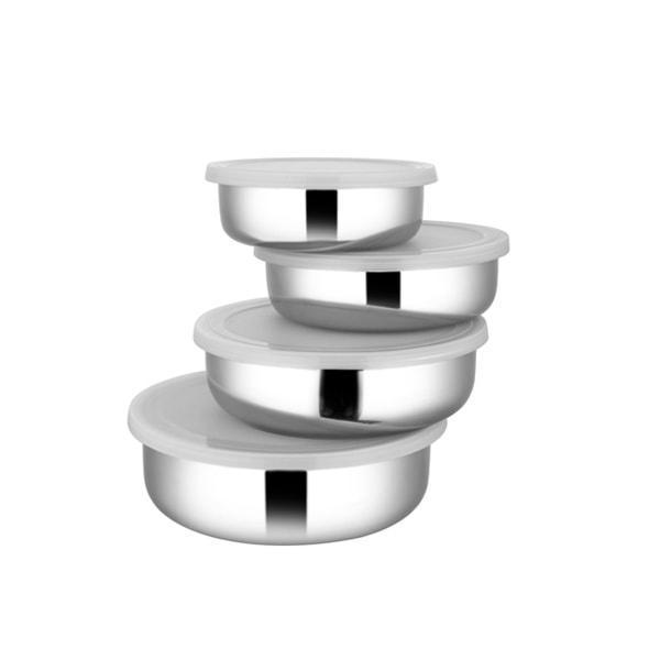 Stainless Steel 4 PCS Bowl with Plastic Lid