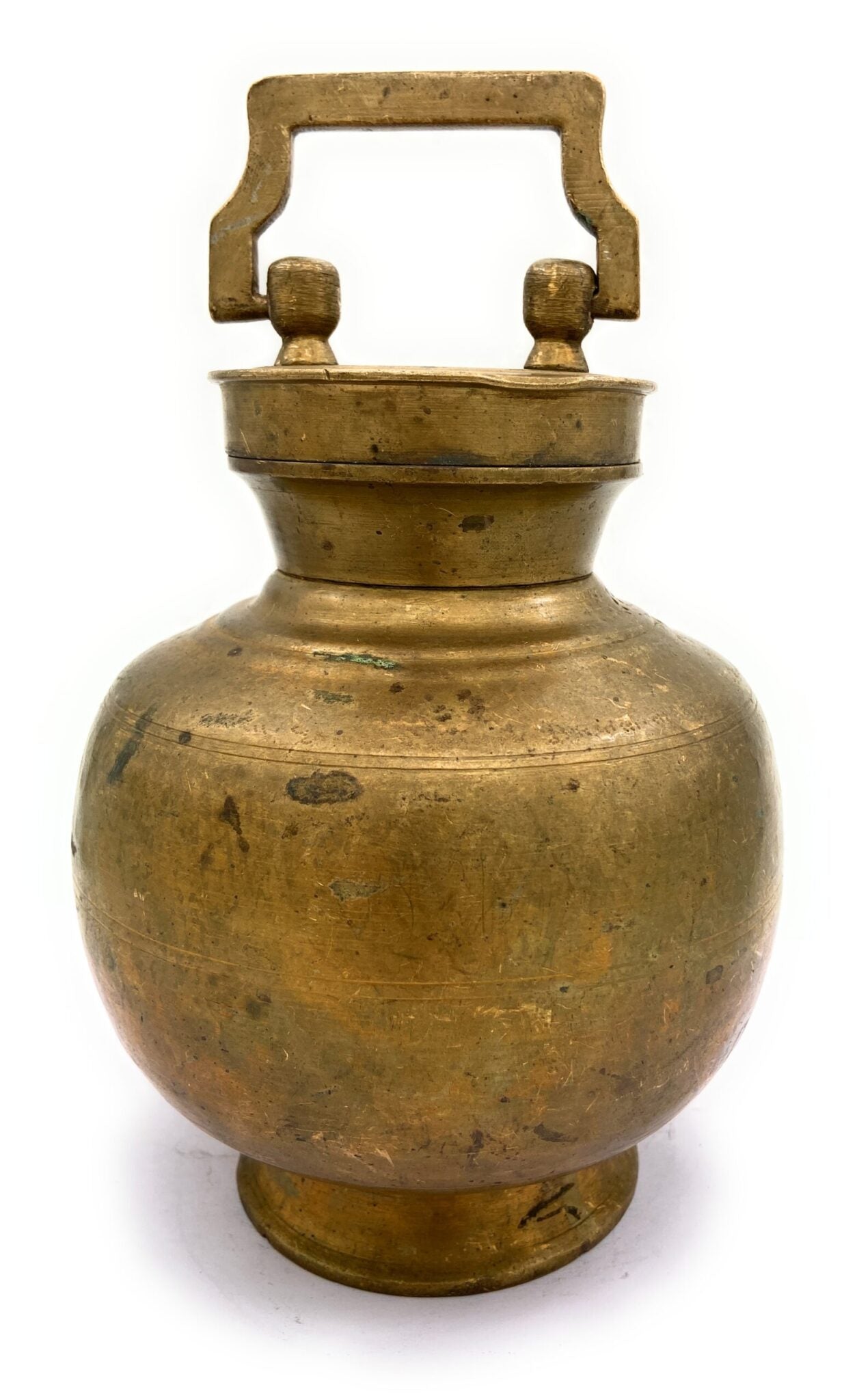Bhunes Brass Antique Kamandal | Brass Stoup | Ganga Jali With 1 Litre Capacity,Gold, 8 Inch, 1 Piece