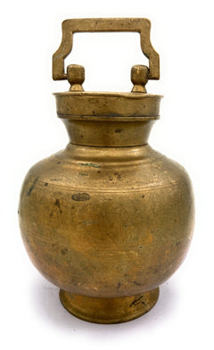 Bhunes Brass Antique Kamandal | Brass Stoup | Ganga Jali With 1 Litre Capacity,Gold, 8 Inch, 1 Piece