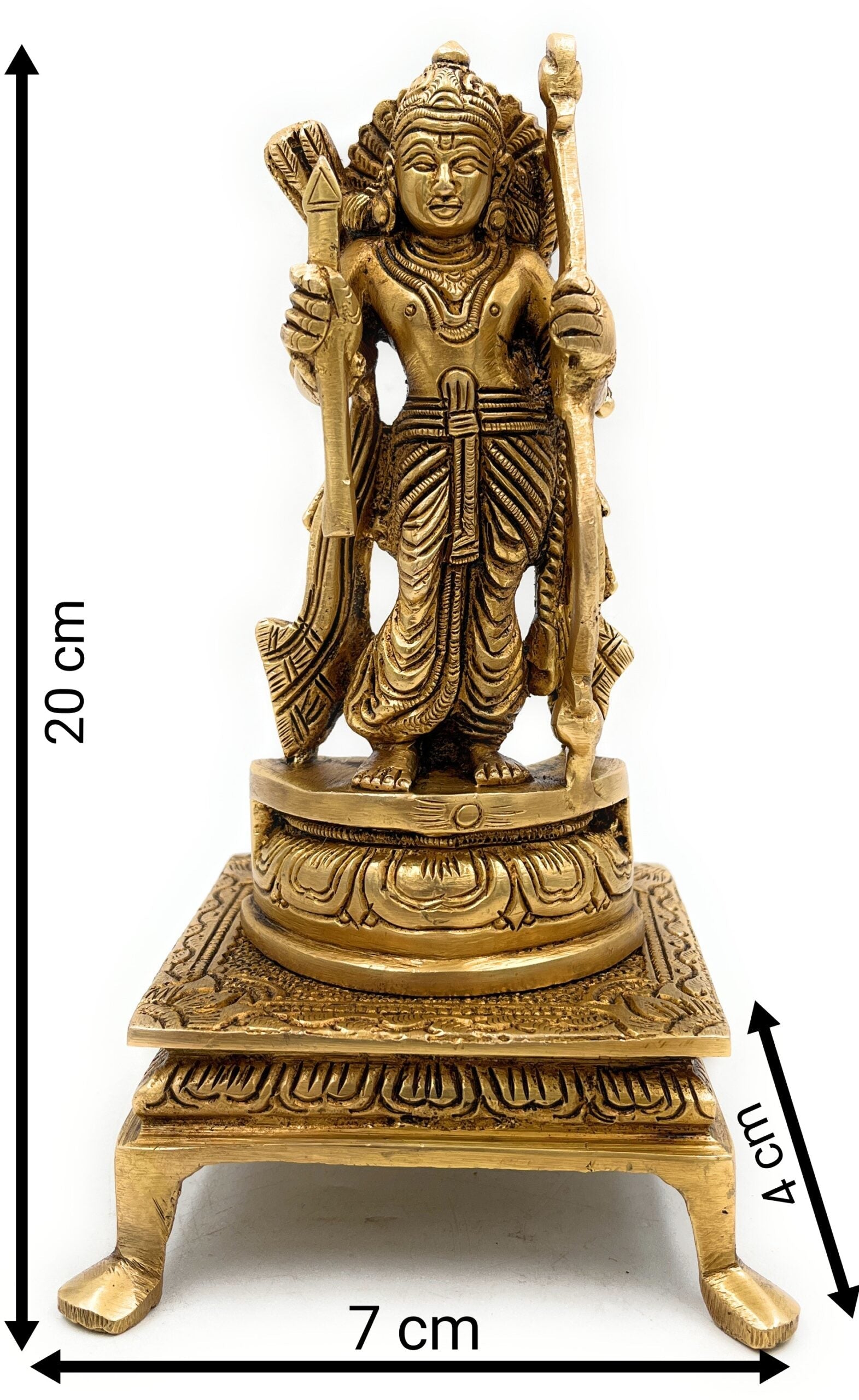 Premium Brass Sri Ram Idol, Shree Rama Statue for Home Temple & Pooja, Handmade Kodanda Rama Murti,Gold, 8 Inch, 1 Piece