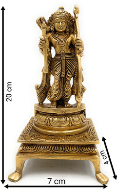 Premium Brass Sri Ram Idol, Shree Rama Statue for Home Temple & Pooja, Handmade Kodanda Rama Murti,Gold, 8 Inch, 1 Piece