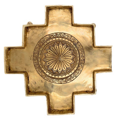 Bhunes Brass Abhishek Patra Plate, Somasutra Ritual Shower Peetam, Handcrafted Brass Mandir Chowki for Pooja, Gold, 12 Inch, 1 Piece
