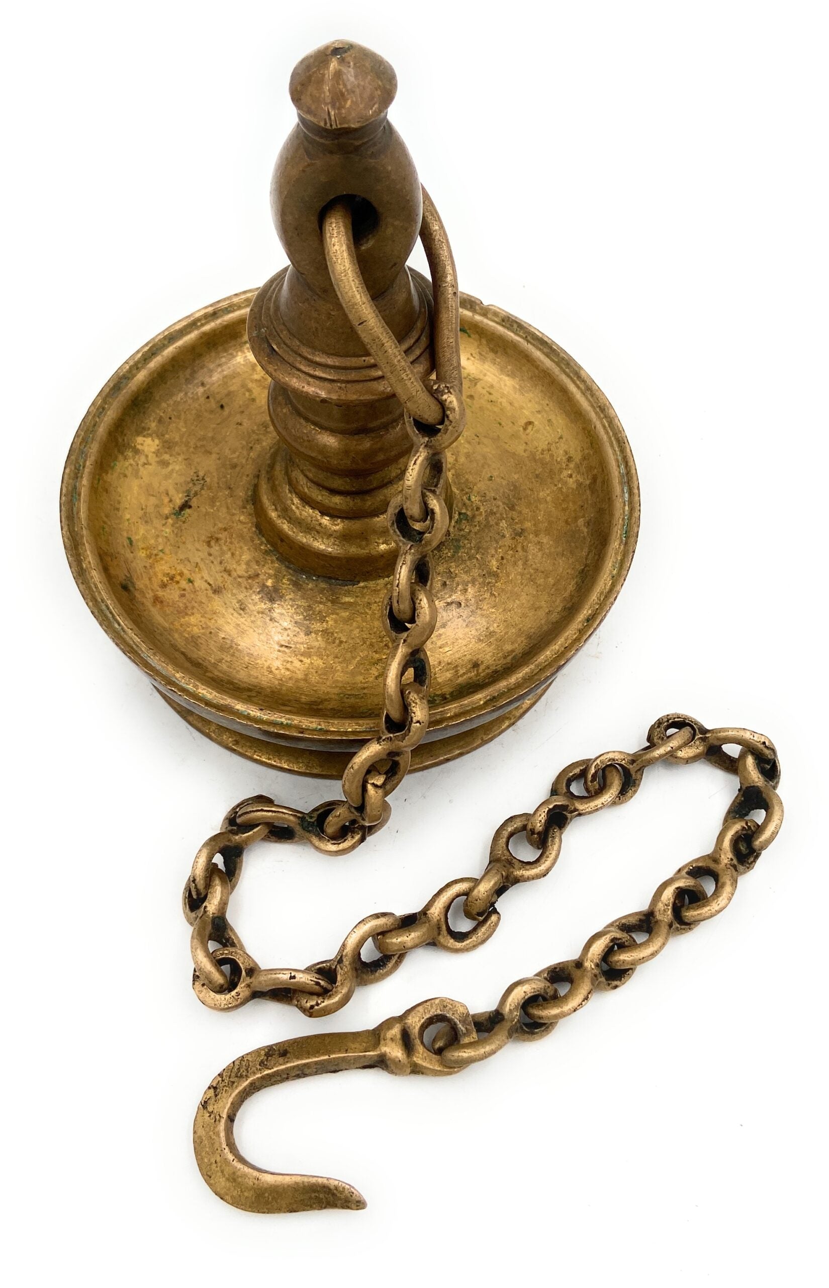 Antique Brass Hanging Lamp Peetal Pital Pittal Ceiling Lantern for Pooja Room, Temple Light Diya,Gold, 7 Inch, 1 Piece