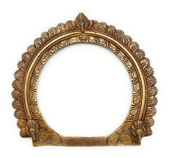 Bhunes Brass Round Prabhavali for Home Temple Decor – Traditional Deity Arch Frame, Wall Hanging Pooja Backdrop, Mandir Aura Arch, Gold, 9 Inch, 1 Piece