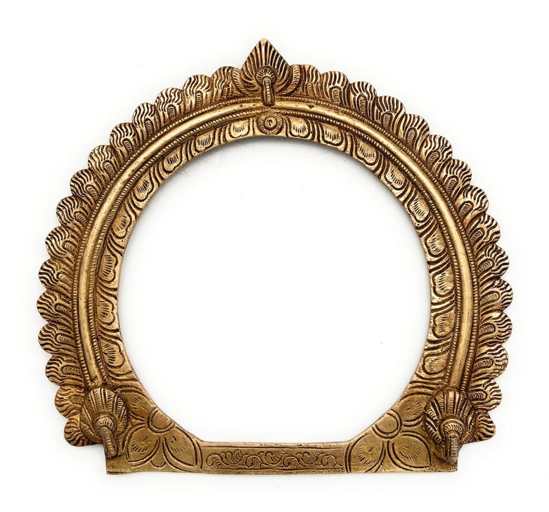 Bhunes Brass Round Prabhavali for Home Temple Decor – Traditional Deity Arch Frame, Wall Hanging Pooja Backdrop, Mandir Aura Arch, Gold, 9 Inch, 1 Piece