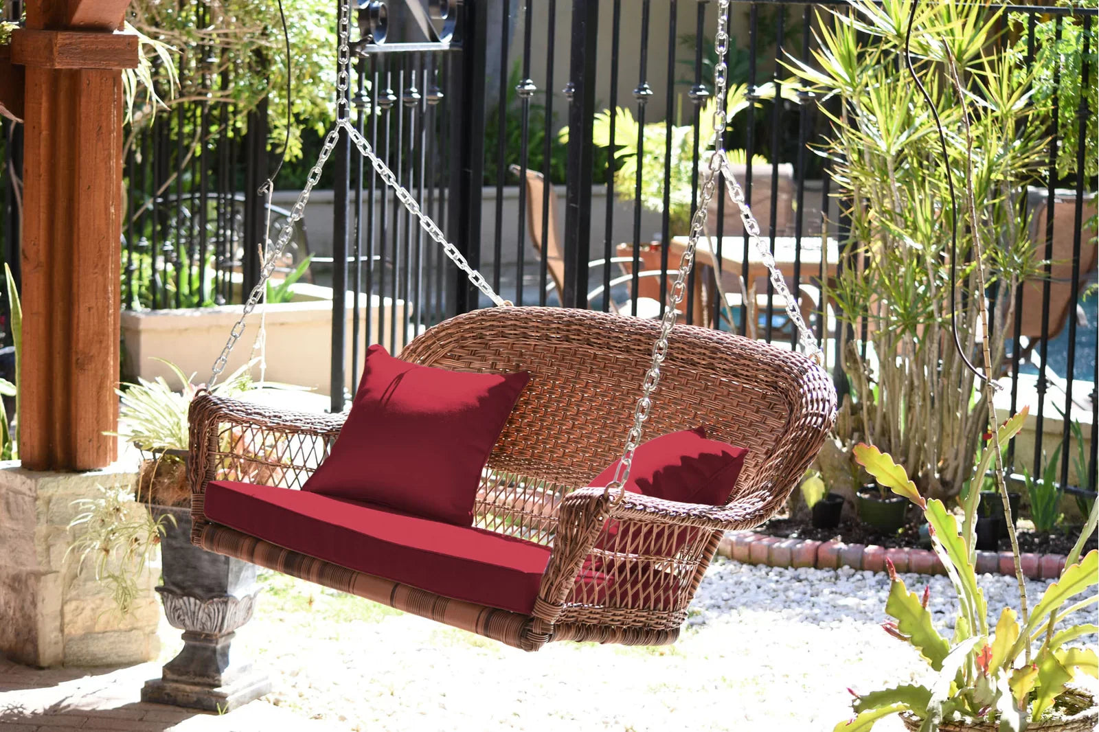 Siân Double Seater Hanging Swing Without Stand For Balcony, Garden Swing, (Honey)