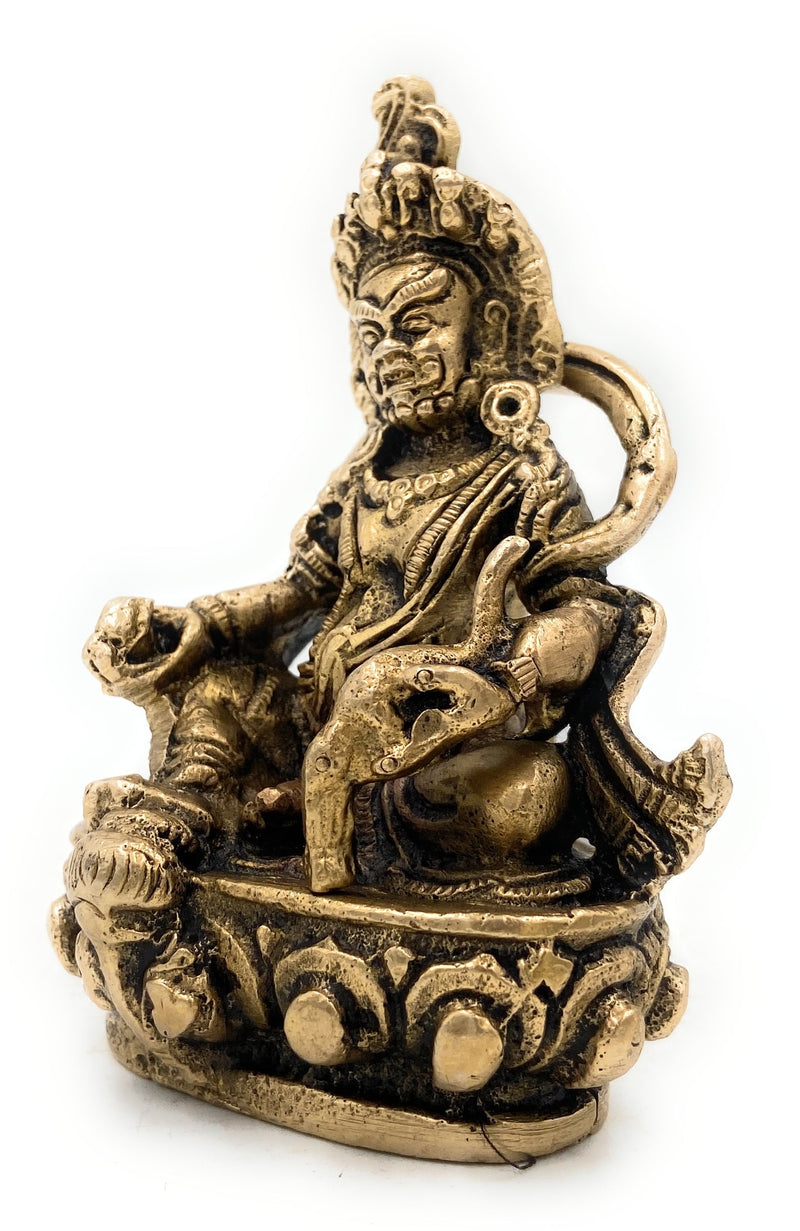 Brass Lord Kubera Idol | Kuber Murti | Kuvera Statue | Dhanapati Vaisravana Sculpture | God of Wealth Pooja Vigraham for Home, Temple & Vastu Decor,Gold, 4.5 Inch, 1 Piece
