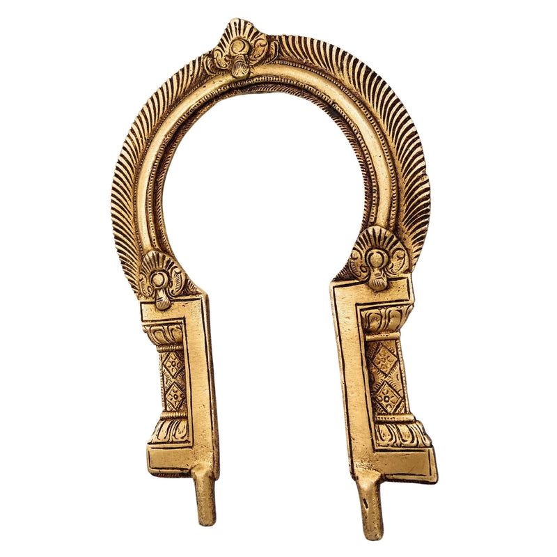 Handcrafted Brass Prabhavali Aura Frame for Deity Idol, Prabhamandala Tiruvasi Thiruvachi Makara Torana Kirtimukha Arch | Traditional Temple Backplate for Home Mandir & Pooja Decor, Gold, 7 Inch, 1 Piece