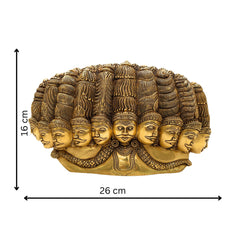 Brass Ravana Head Idol | Ten-Headed Dashanana Murti | Lankesh Statue | MahaRavana Figurine | Dashagriva Idol for Home, Temple & Pooja Decor,Gold, 6.5 Inch, 1 Piece